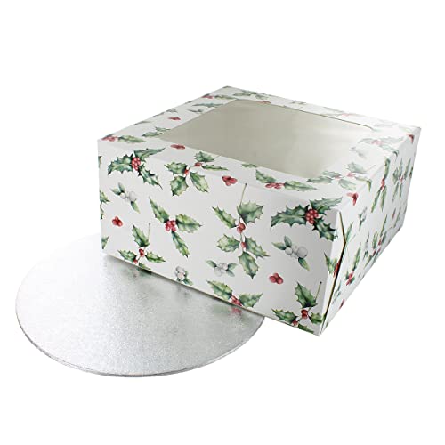 Culpitt Vintage Holly Cake Box and Red Cake Board