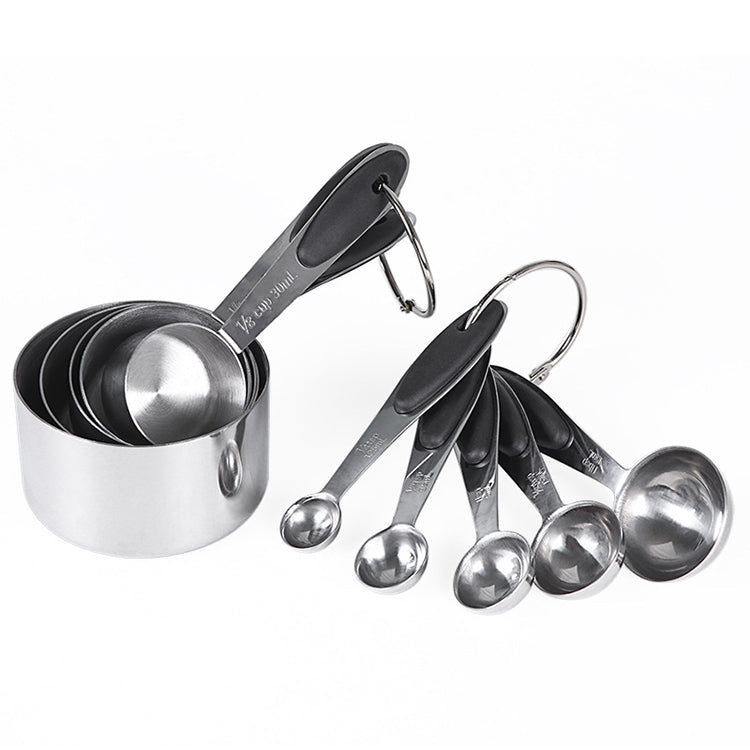 kn650 10 in 1 Black Stainless Steel Measuring Spoon Cake Mold Baking Tool Set, 10 in 1 Measuring Spoon(Black)