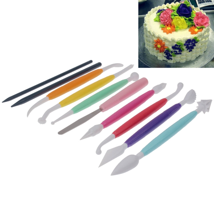 10 in 1 Colorful Cake Modelling Tool Set, 10 PCS Color
