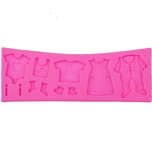 2 PCS Baking Mold Baby Shoes Fondant Cake Mold Kid Clothes Silicone DIY Chocolate West Point Mold, Kid Clothes Shape