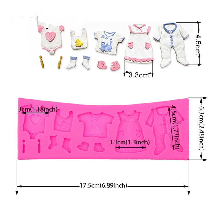 2 PCS Baking Mold Baby Shoes Fondant Cake Mold Kid Clothes Silicone DIY Chocolate West Point Mold, Kid Clothes Shape