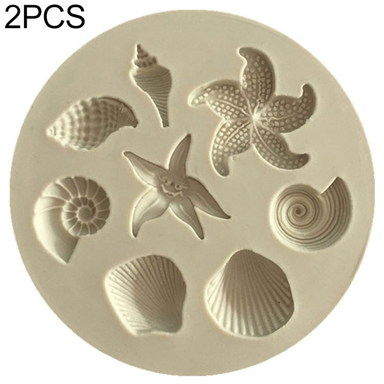 2 PCS  Marine Element Mould Sea Star Conch Shell Model Silicone Cake Fondant Tool, Cake Fondant Tool